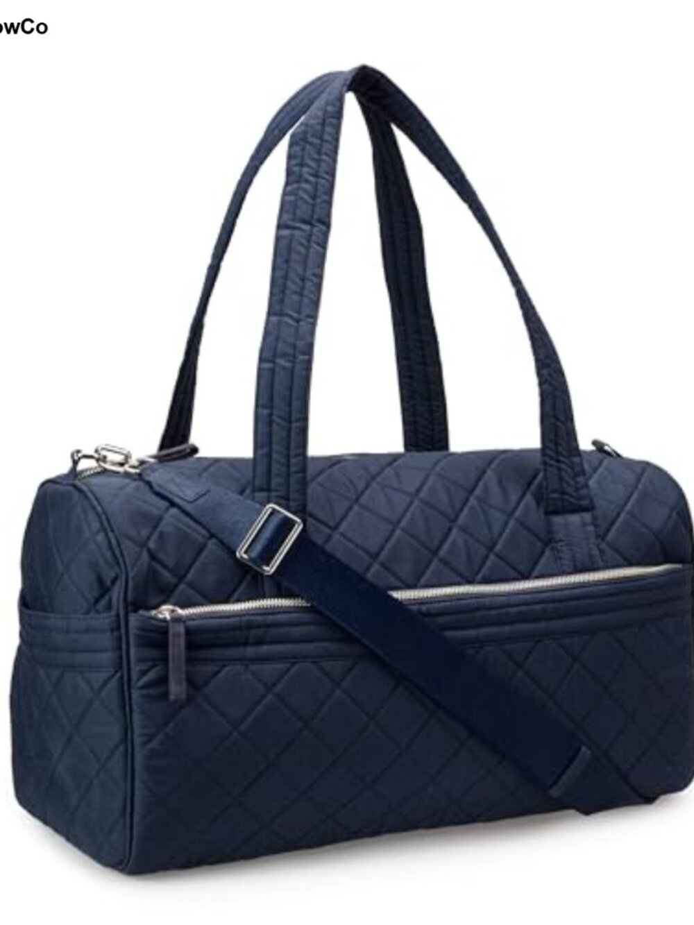 Quilted Weekender Duffel Gym Bag with Trolley Sleeve & Crossbody Strap